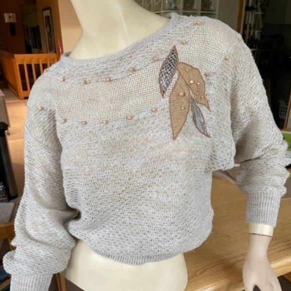 Frank Olivier Sweaters - Vintage FRANK OLIVIER PARIS SWEATER Textured Patterns ¾ Length Sleeve BOHO Look
